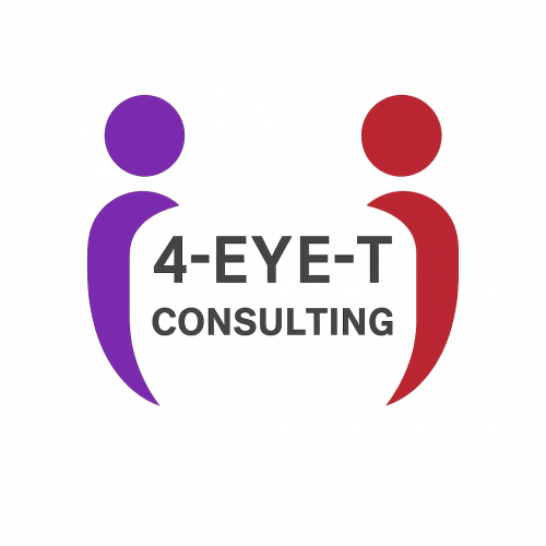 Logo des Beratungsansatzes 4-EYE-T Consulting von TESTACON mit zwei stilisierten Figuren.